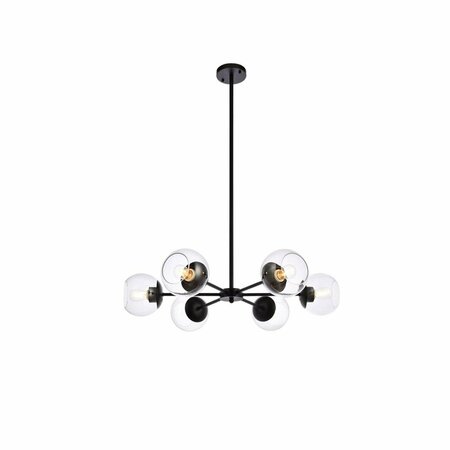 CLING 30 in. Briggs Pendant in Black with Clear Shade CL2956483